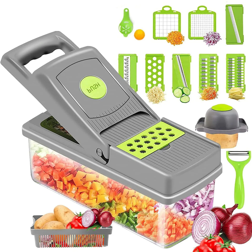 Picador Cortador Multifuncional Para Verduras Y Frutas 14 En 1